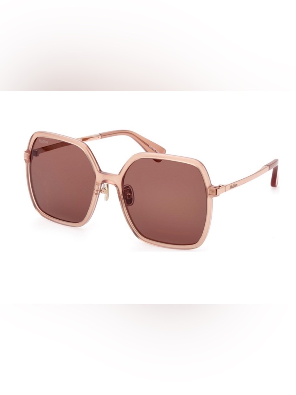 MaxMara Rose Gold Square Oversized Sunglasses with Case